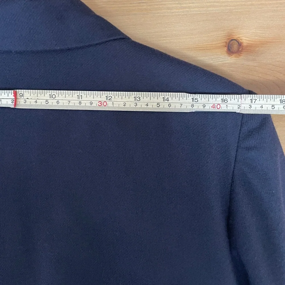 VTG Sag Harbor Petite Navy Blue 100% Wool Single Button Office Blazer Jacket 12P